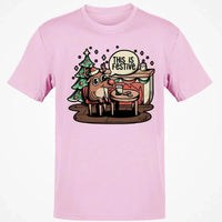Humorous Holiday Reindeer Tee, This Is Festive Christmas T-Shirt, Retro Xmas Graphic Shirt, Adorable Festive Season Present T-Shirt