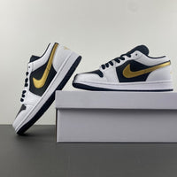 Low Top Sneakers, White Black Gold Colorway, Lace Up Design, Casual Gift for Sneaker Fans