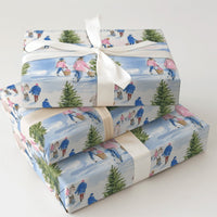 Snowy Holiday Scene Gift Wrap, Christmas Tree Farm Wrapping Paper, Watercolor Christmas Wrapping Paper, Nostalgic Winter Gift Wrap Roll