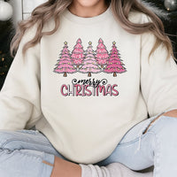 Cheetah Holiday Crewneck, Pink Leopard Christmas Tree Sweatshirt, Merry Christmas Sweatshirt, Trendy Winter Graphic Sweatshirt, Holiday Present