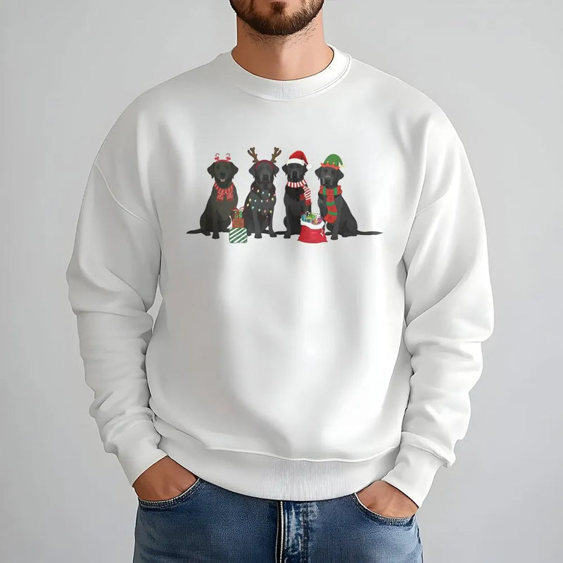 Festive Labrador Retriever Sweatshirt, Christmas Black Lab Sweatshirt, Holiday Dog Lover Sweatshirt, Adorable Xmas Dog Graphic Crewneck Present