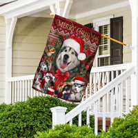 Holiday Siberian Husky Dog Yard Flag, Christmas Husky Garden Flag, Double Sided Winter Pet Garden Flag, Outdoor Lawn Decor, Dog Lover Present