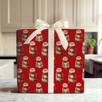 Adorable Animal Christmas Wrapping Paper, Red Scarf Otter Wrapping Paper, Festive Holiday Otter Gift Wrap, Animal Lover Present Wrapping Roll