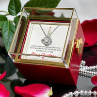 CZ Crystal Pendant Necklace, Love Knot Necklace, White Gold Finish Love Knot Jewelry, Romantic Present for Her, Christmas Love Knot Necklace