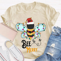 Santa Hat Honeybee Shirt, Bee Merry Christmas T-Shirt, Humorous Bee Lover Holiday Tee, Adorable Insect Xmas Graphic Tee, Christmas Present
