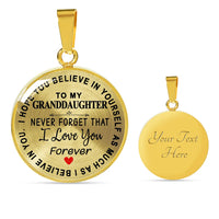 Grandmother Granddaughter Circle Pendant Necklace, To My Granddaughter Necklace, Keepsake Jewelry, Birthday Christmas Present from Grandma