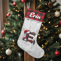 Personalized Letter Monogram Stocking, Buffalo Plaid Initial Christmas Stocking, Rustic Farmhouse Holiday Stocking, Custom Family Stocking