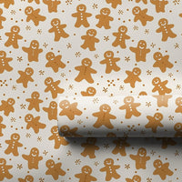 Holiday Cookie Pattern Gift Wrap Paper, Gingerbread Man Christmas Wrapping Paper, Adorable Winter Holiday Present Paper, Xmas Gift Wrap