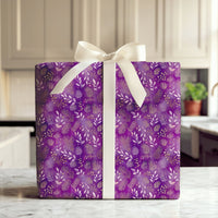 Winter Foliage Gold Wrapping Paper, Purple Botanical Wrapping Paper, Elegant Floral Holiday Wrapping Paper, Birthday and Christmas Gift Wrap