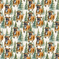 Watercolor Forest Gift Wrap, Boxer Dog Wrapping Paper, Winter Boxer Holiday Wrapping Paper, Dog Lover Gift Wrap Roll, Christmas Present Wrap