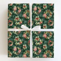 Cactus Poinsettia Wreath Gift Wrap Paper, Southwestern Desert Christmas Wrapping Paper, Western Boho Holiday Present Wrapping Paper