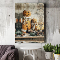 Rustic Holiday Wall Decor, Gingerbread Family Christmas Canvas Print, Farmhouse Winter Bakery Poster, Comfy Digital Download Xmas Present