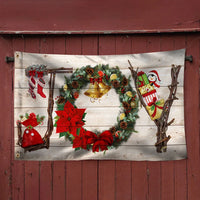 Rustic Farmhouse Holiday Flag, Joy Christmas Wreath House Flag, Double Sided Xmas Plaid Garden Flag, Winter Porch Yard Home Decor