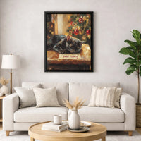 Dear Santa Letter Cat Canvas, Sleeping Cat Christmas Canvas Wall Art, Adorable Festive Kitten Canvas Print, Comfy Holiday Decor, Cat Lover Present