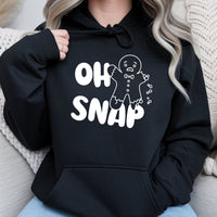 Humorous Christmas Cookie Pullover Hoodie, Oh Snap Gingerbread Hoodie, Adorable Holiday Baker Hooded Sweatshirt, Winter Xmas Graphic Hoodie
