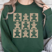 Checkerboard Gingerbread Crewneck, Retro Gingerbread Man Sweatshirt, Adorable Gingerbread Christmas Sweater, Holiday Cookie Pullover, Xmas Present