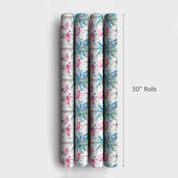 Coastal Palm Tree Gift Wrap, Tropical Flamingo Wrapping Paper, Beach Christmas Flamingo Wrapping Paper, Holiday Present Gift Wrap Roll