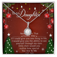 Cubic Zirconia Pendant Necklace, To My Daughter Necklace from Dad, White Gold Stainless Steel Jewelry, Meaningful Christmas Present for Her