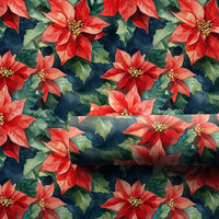 Dark Moody Floral Gift Wrap, Watercolor Poinsettia Wrapping Paper, Vintage Red Christmas Wrapping Paper, Botanical Holiday Gift Wrap Roll