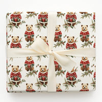 Adorable Sweater Bear Gift Wrap, Christmas Bear Wrapping Paper, Woodland Animal Holiday Wrapping Paper, Festive Winter Animal Gift Wrap Roll