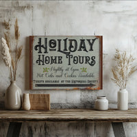 Vintage Christmas Canvas Print, Holiday Home Tours Canvas Sign, Holiday Tours Canvas Wall Art, Festive Seasonal Decor, Winter Home Present