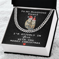 Adorable Otter Cuban Chain, Otterly in Love Fiancé Cuban Link Chain Necklace, Mens Stainless Steel Cuban Link Chain, Christmas Present for Him