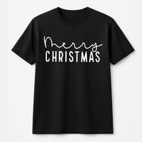 Minimalist Typographic Holiday Shirt, Merry Christmas T-Shirt, Retro Festive Xmas Graphic Tee, Seasonal Christmas Graphic T-Shirt