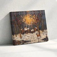 Winter Village Deer Canvas Wall Art, O Holy Night Canvas Print, Religious Christmas Holiday Wall Decor, Christian Seasonal Home Present