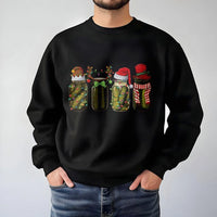 Pickle Jar Holiday Crewneck, Christmas Pickle Sweatshirt, Retro Pickle Foodie Sweater, Adorable Xmas Graphic Pullover, Humorous Foodie Present