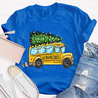 Festive Holiday Bus Driver Tee, School Bus Christmas Tree T-Shirt, Christmas Bus Graphic Shirt, Adorable Winter Xmas Tee, Teacher Holiday Present