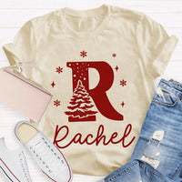Custom Name Snowflakes Graphic Tee, Personalized Christmas Tree T-Shirt, Family Matching Christmas Shirt, Custom Holiday Tree Present