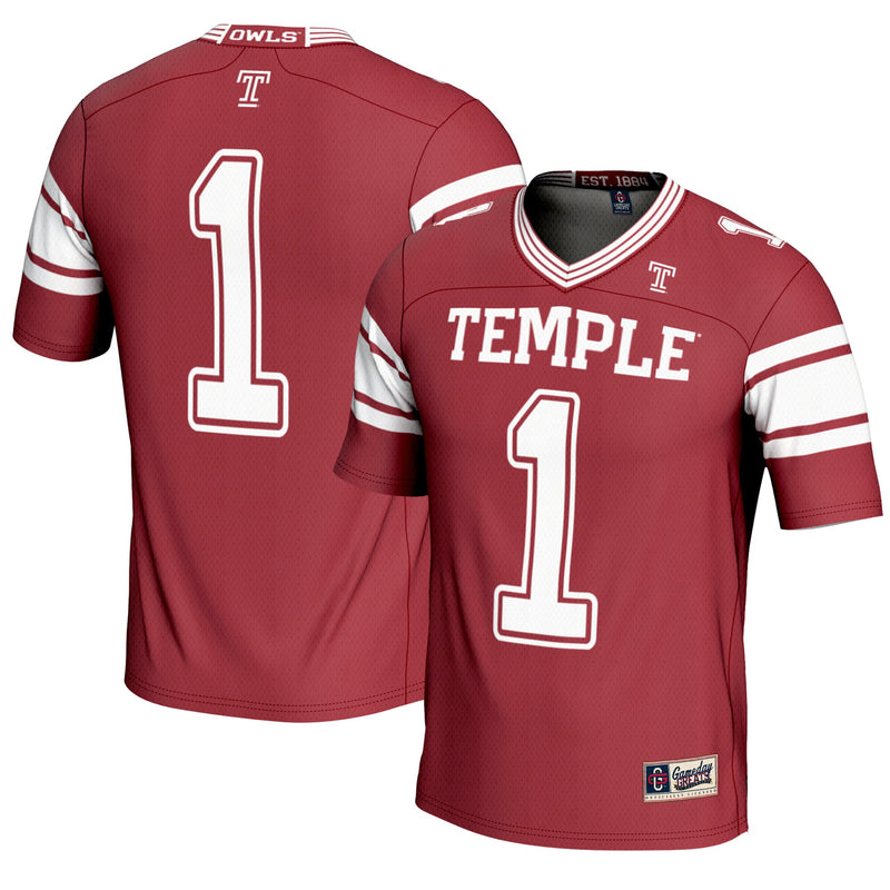 #1 Temple Owls Endzone Football Jersey - Cherry
