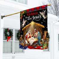 Its All About Jesus Holy Family Yard Flag, Christmas Nativity Garden Flag, Christian Holiday Outdoor Flag, Double-Sided Religious Decor