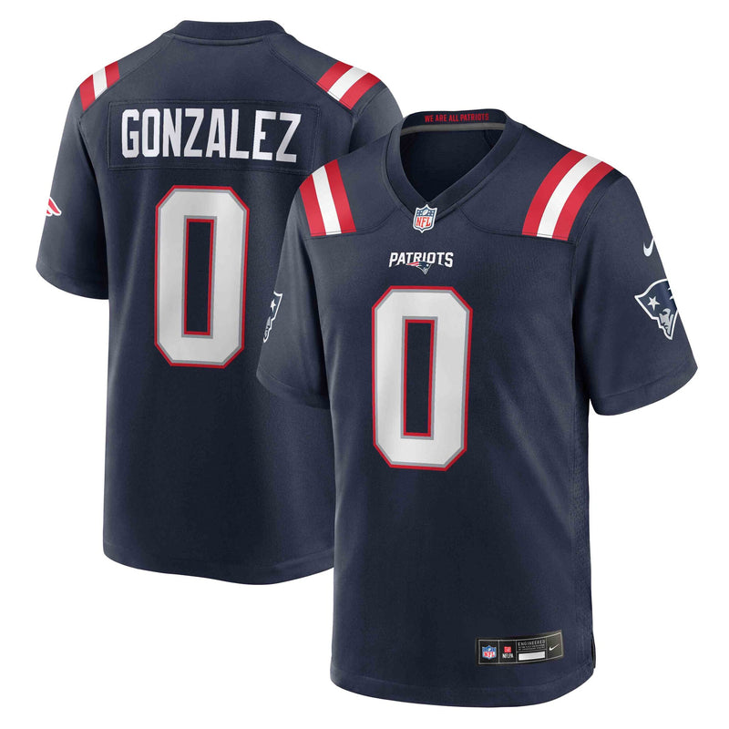 New England Patriots Christian Gonzalez Navy Team Game Jersey