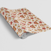 Gingerbread Holiday Gift Wrap, Cookie Cottage Christmas Wrapping Paper, Adorable Frosted Cookie Present Wrap, Festive Xmas Gift Wrapping Paper