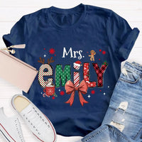 Custom Name Letter Holiday Shirt, Personalized Christmas T-Shirt, Matching Family Xmas Tee, Merry Christmas Present for Family