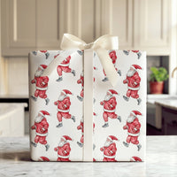 Athletic Running Santa Claus Gift Wrap, Jogging Santa Wrapping Paper, Humorous Fitness Santa Holiday Paper, Christmas Gift Wrapping Paper Roll