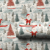 Red Canoe Winter Forest Gift Wrap, Santa in Canoe Wrapping Paper, Outdoor Adventure Christmas Paper, Whimsical Holiday Wrapping Paper Roll