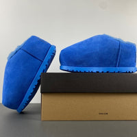 Slides, Blue Colorway, Slip On Design, Wool Detail, Casual Gift for Shoe Lovers