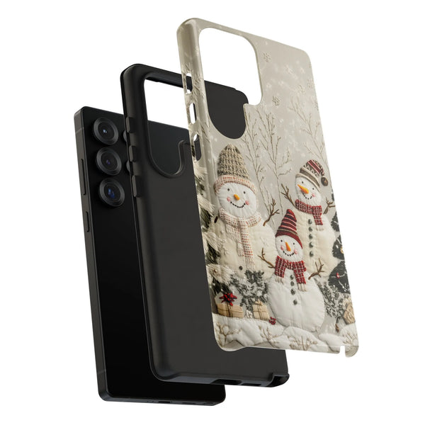 Christmas Holiday Phone Case, Winter Snowman Samsung Galaxy Case, Adorable Festive Dual Layer Phone Cover, Xmas Winter Phone 