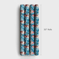 Coastal Watercolor Santa Claus Gift Wrap, Paddleboard Santa Wrapping Paper, Beach Holiday Paper, Nautical Christmas Wrapping Paper Roll