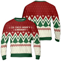 Dog Paw Print Holiday Crewneck, Is This Woofy Enough Ugly Christmas Sweater, Humorous Pet Lover Xmas Sweatshirt, Adorable Animal Fan Present