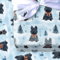 Winter Dog Gift Wrap, Scottish Terrier Wrapping Paper, Watercolor Christmas Wrapping Paper, Scottie Holiday Gift Wrap, Dog Present Paper