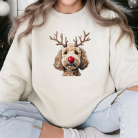 Reindeer Antlers Dog Crewneck, Goldendoodle Christmas Sweatshirt, Adorable Xmas Doodle Sweater, Holiday Dog Lover Pullover, Doodle Mom Present