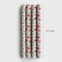 Candy Cane Holiday Gift Wrap, Watercolor Snowman Wrapping Paper, Adorable Winter Snowmen Paper Roll, Christmas Gift Wrapping Paper