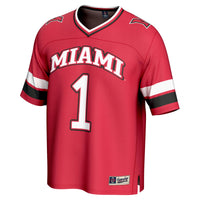 #1 Miami University RedHawks Lightweight Collegiate Football Fashion Jersey - Red