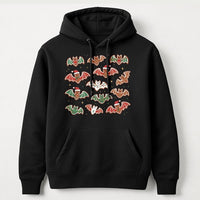 Spooky Gothic Christmas Graphic Sweatshirt, Gingerbread Bat Hoodie, Creepmas Alt Holiday Pullover, Dark Aesthetic Xmas Hooded Shirt