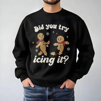 Humorous Gingerbread Christmas Crewneck, Did You Try Icing It Sweatshirt, Physical Therapy Sweatshirt, PT Athletic Trainer Holiday Sweatshirt