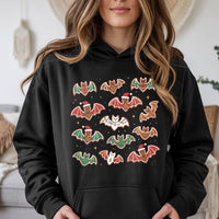Spooky Gothic Christmas Graphic Sweatshirt, Gingerbread Bat Hoodie, Creepmas Alt Holiday Pullover, Dark Aesthetic Xmas Hooded Shirt