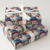 Festive Christmas Gift Wrap, Watercolor Santa and Reindeer Wrapping Paper, Holiday Present Paper, Xmas Gift Wrap Supplies